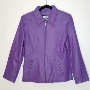 Vintage LA-ROSE Purple Leather Zip Up Jacket Size Small
